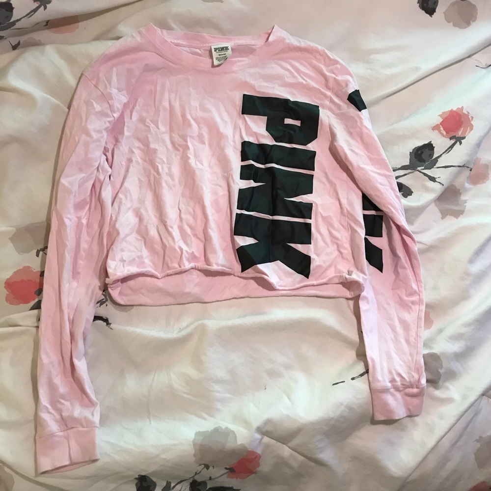 PINK long sleeve Crop Top